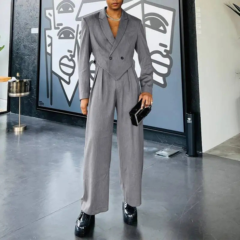 Männer casual set Herbst neue lose sitzende langärmelige Roman kleine anzug gerade bein hosen zwei-stück anzüge_voghion.com