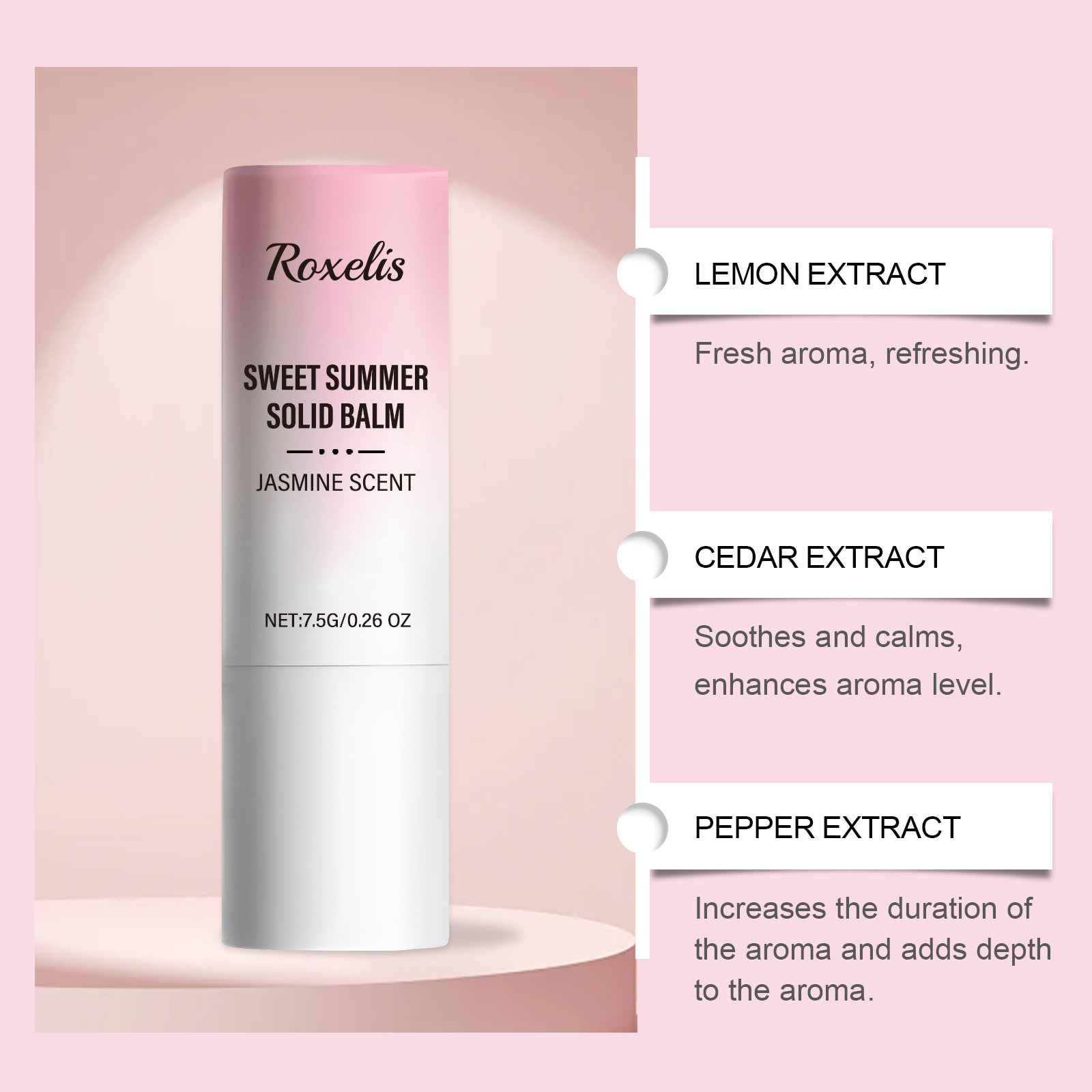 Roxelis Sweet Summer Solid Perfume Balm Frisse subtiele geur Reisvriendelijk Langdurig Natuurlijke huidverzorging doordrenkt Niet-vettig_voghion.com