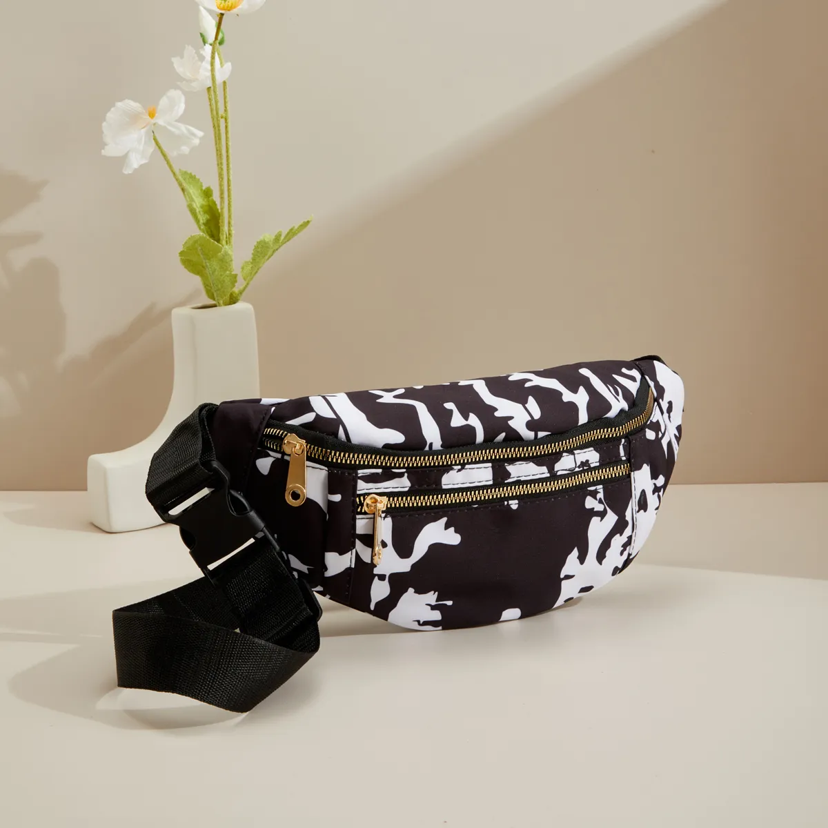 Marsupio con motivo a mucca, piccolo marsupio a tracolla per donna, alla moda, con cintura toracica, per sport, allenamento e viaggi_voghion.com