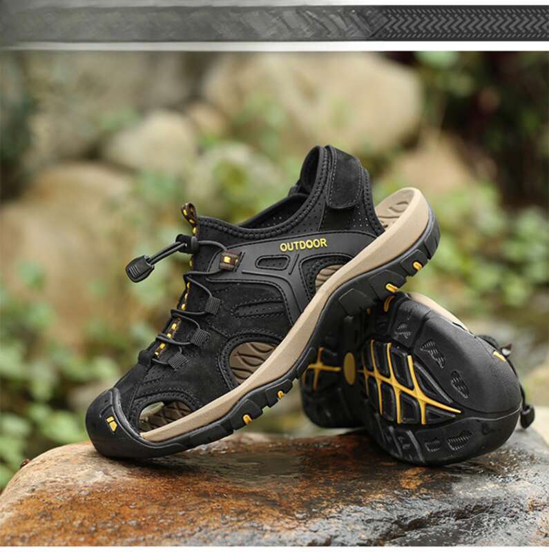 Große Sommer-Strandschuhe aus Rindsleder mit weicher Unterseite, Outdoor-Freizeitsandalen für Herren_voghion.com