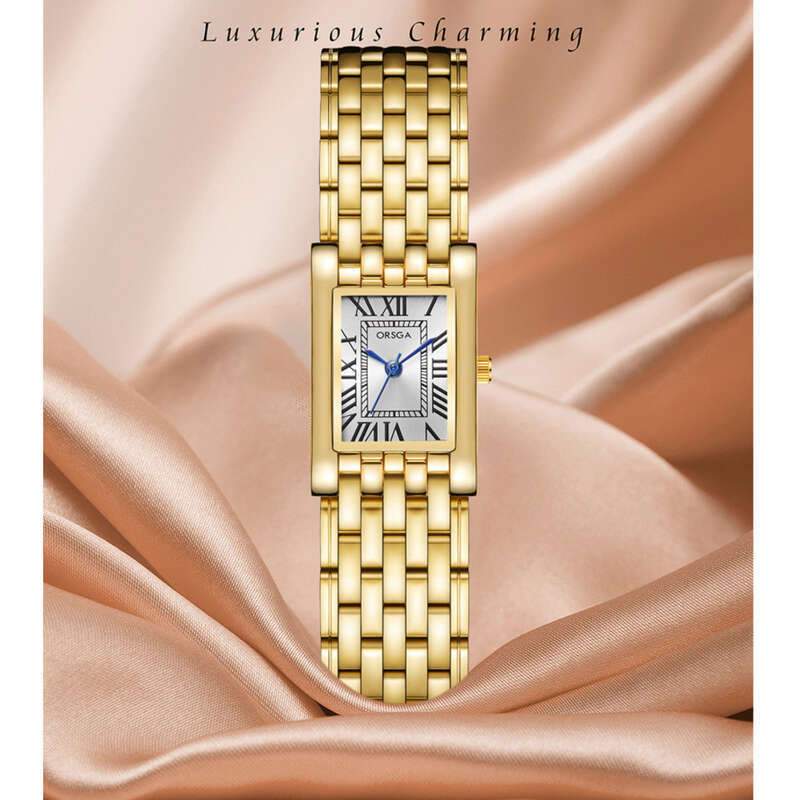 ORSGA Quadratische römische Damen-Kettenarmbanduhr im Live-Streaming-Stil, modische leichte Luxus-Quarzuhr_voghion.com