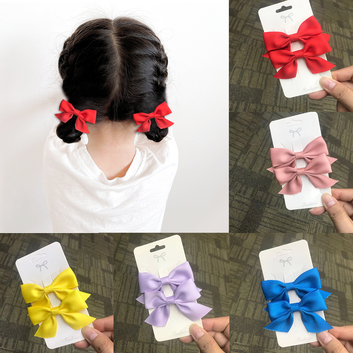 Korean Style Children's Jewelry Bow Hairpin Bangs Clip Candy Color Internet Celebrity Clip Princess Hairpin Headdress Hair Accessories
