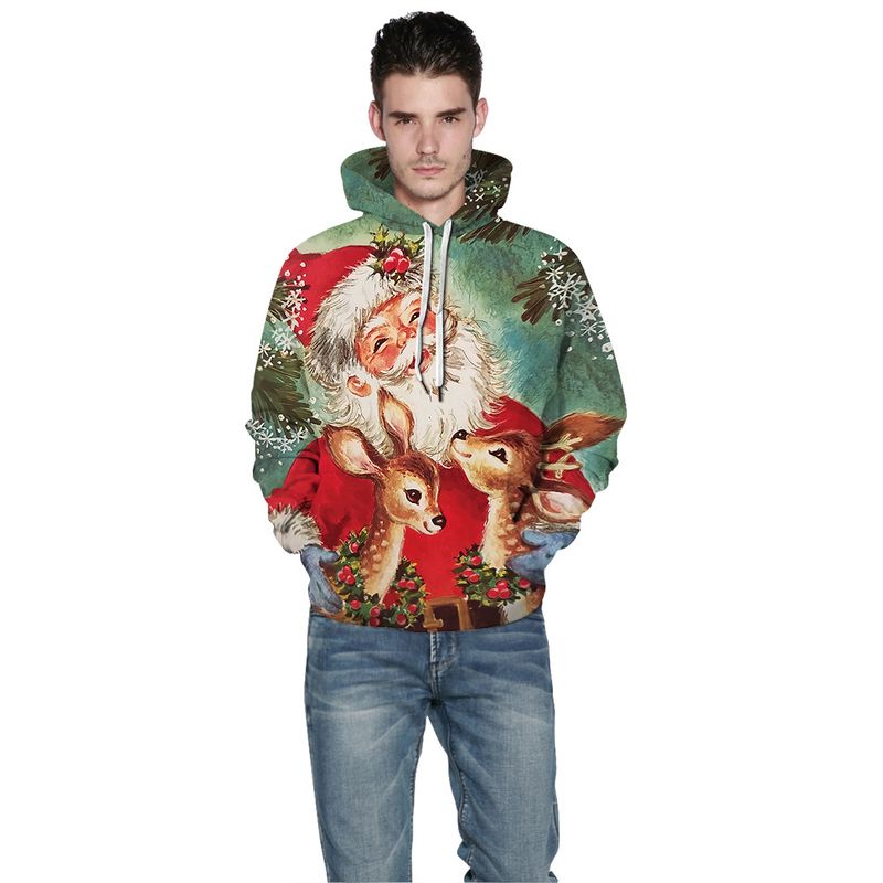 Women's Clothing Grinch digital printing couple wear trendy loose casual hooded sweatshirt_voghion.com