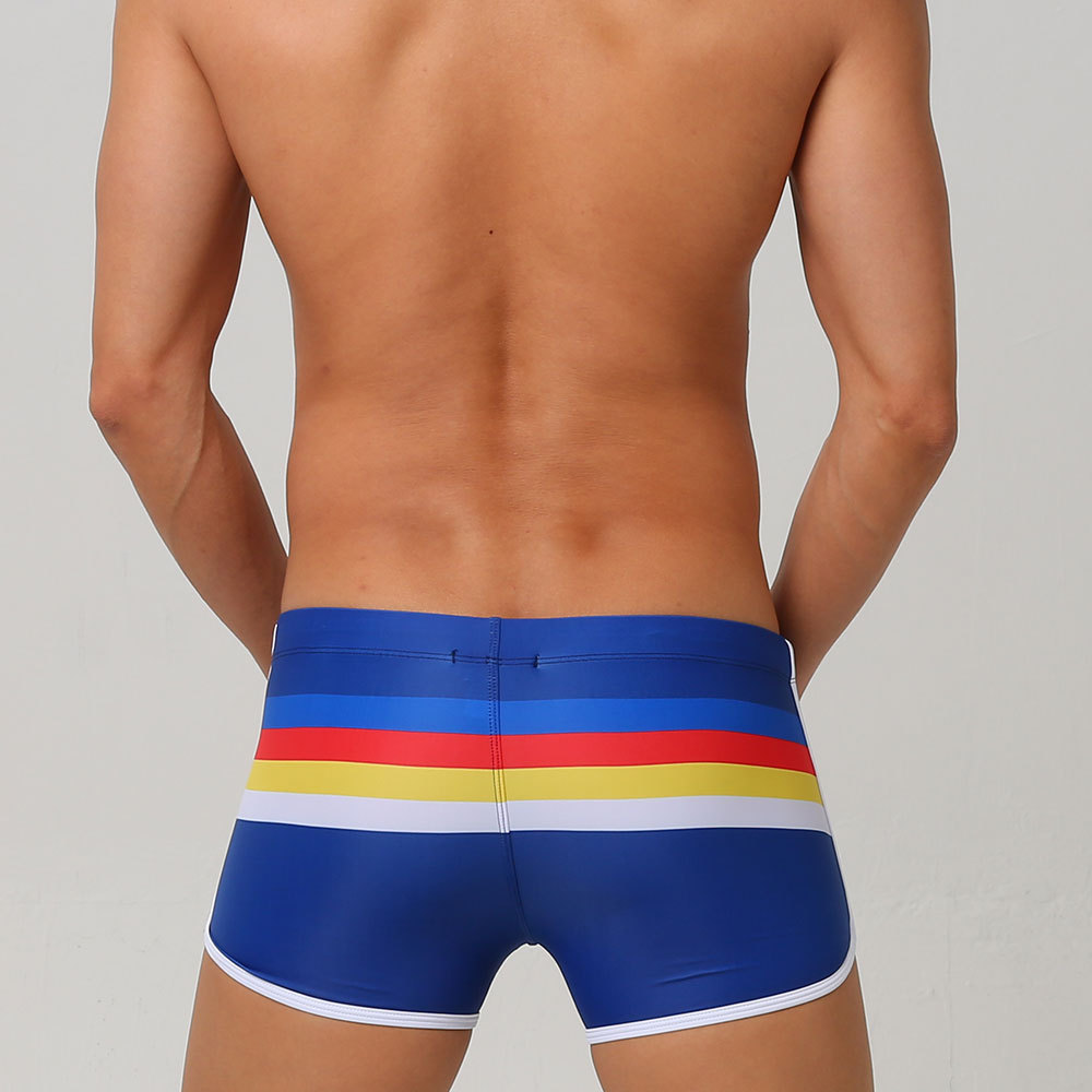 UXH Short de bain à rayures colorées pour homme, short de sport à séchage rapide, coupe ajustée et tendance_voghion.com