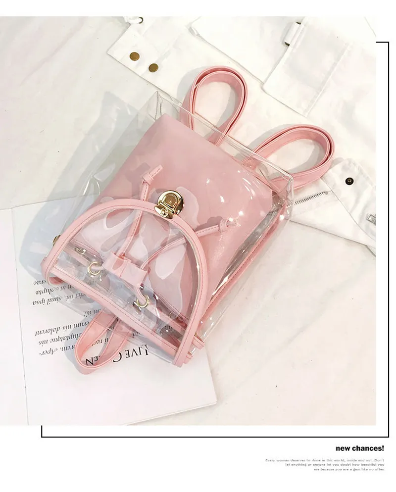 Mini moda donna PVC Designer Girl trasparente borsa trasparente zaino da viaggio in gelatina per borse a tracolla femminili da donna_voghion.com