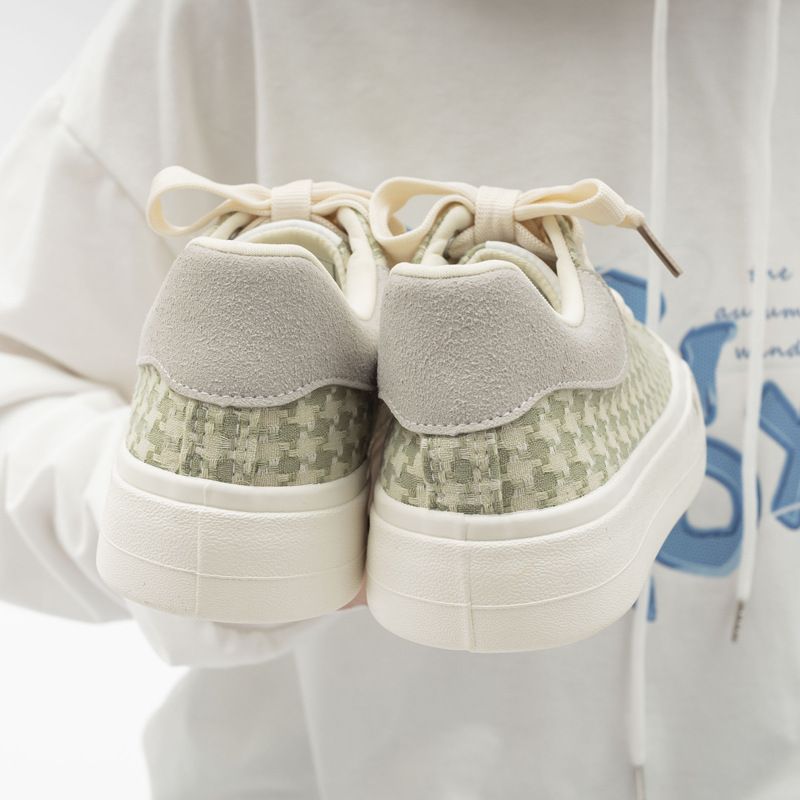 Scarpe in tela pied de poule verde matcha per donna_voghion.com