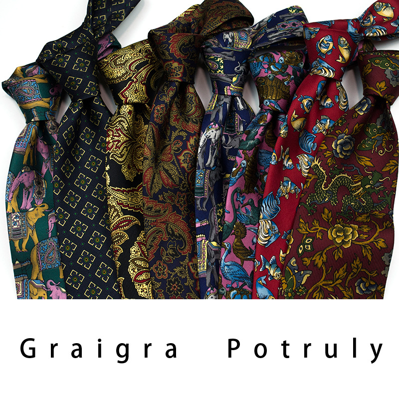 Men's Ties & Handkerchiefs replacement burgundy second-hand coffee color imported quality mulberry silk printed silk paisley men's tie extra wide_voghion.com