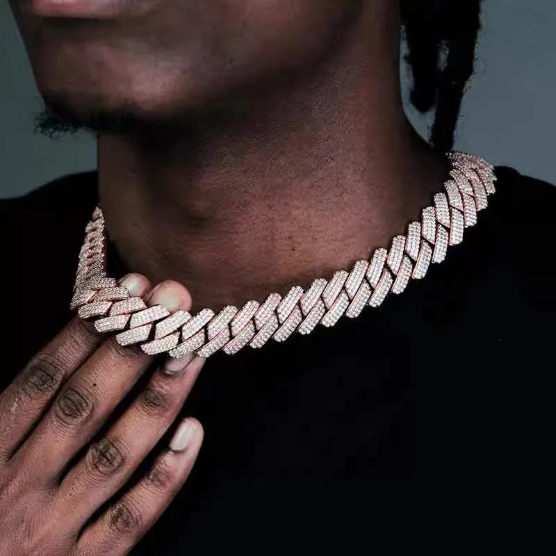 Necklace Moissanite designer sier rose gold iced out pass diamond tester pendant Sterling Vvs cuban link chain_voghion.com