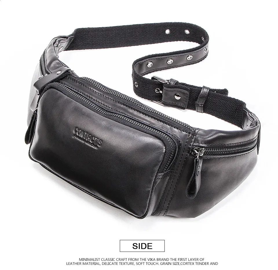CONTACTS Rindsleder Herren Casual Kleine Gürteltasche für Handy und Kreditkarten Reise-Brusttasche 240829_voghion.com