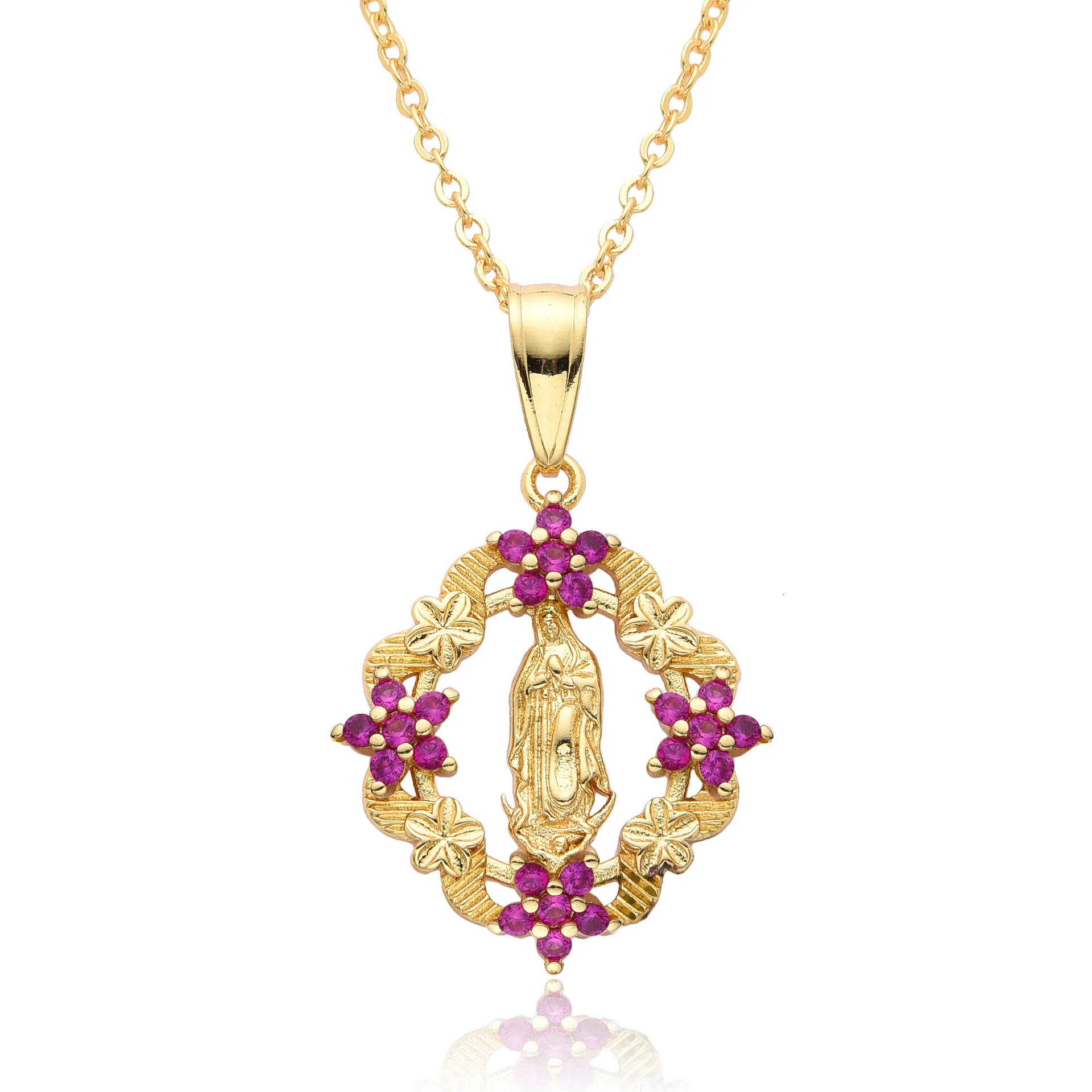 Necklace Designer Jewelry Woman Cross Border Hot Selling Europe And America, Belief In The Virgin Mary Flower Necklace,_voghion.com