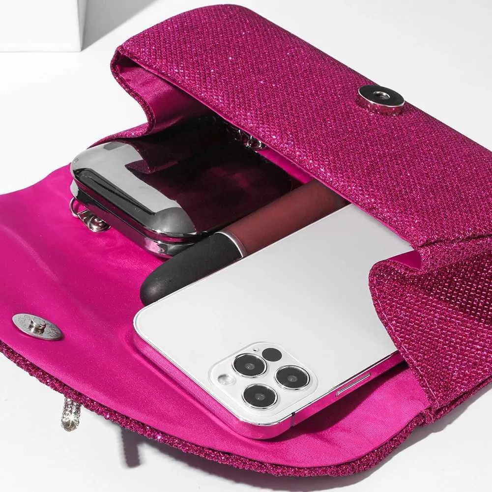 Elegante pochette con fiocco in cristallo scintillante da donna, con busta, per cena, sera, matrimonio, festa, ballo, portafoglio Y241019_voghion.com
