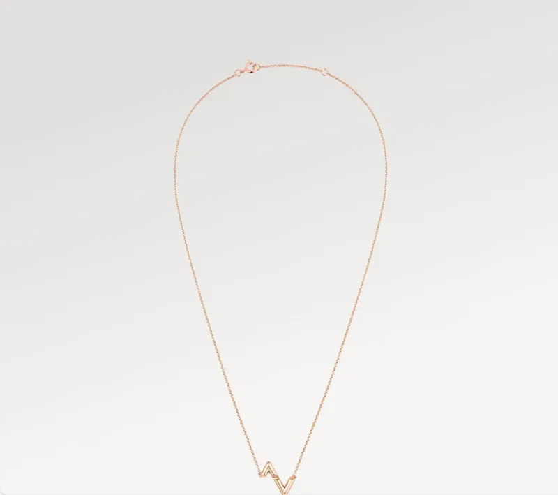 Collier classique tendance avec pendentif en forme de rose et lettre V en acier inoxydable plaqué or pour femme et fille, idéal pour la Saint-Valentin_voghion.com