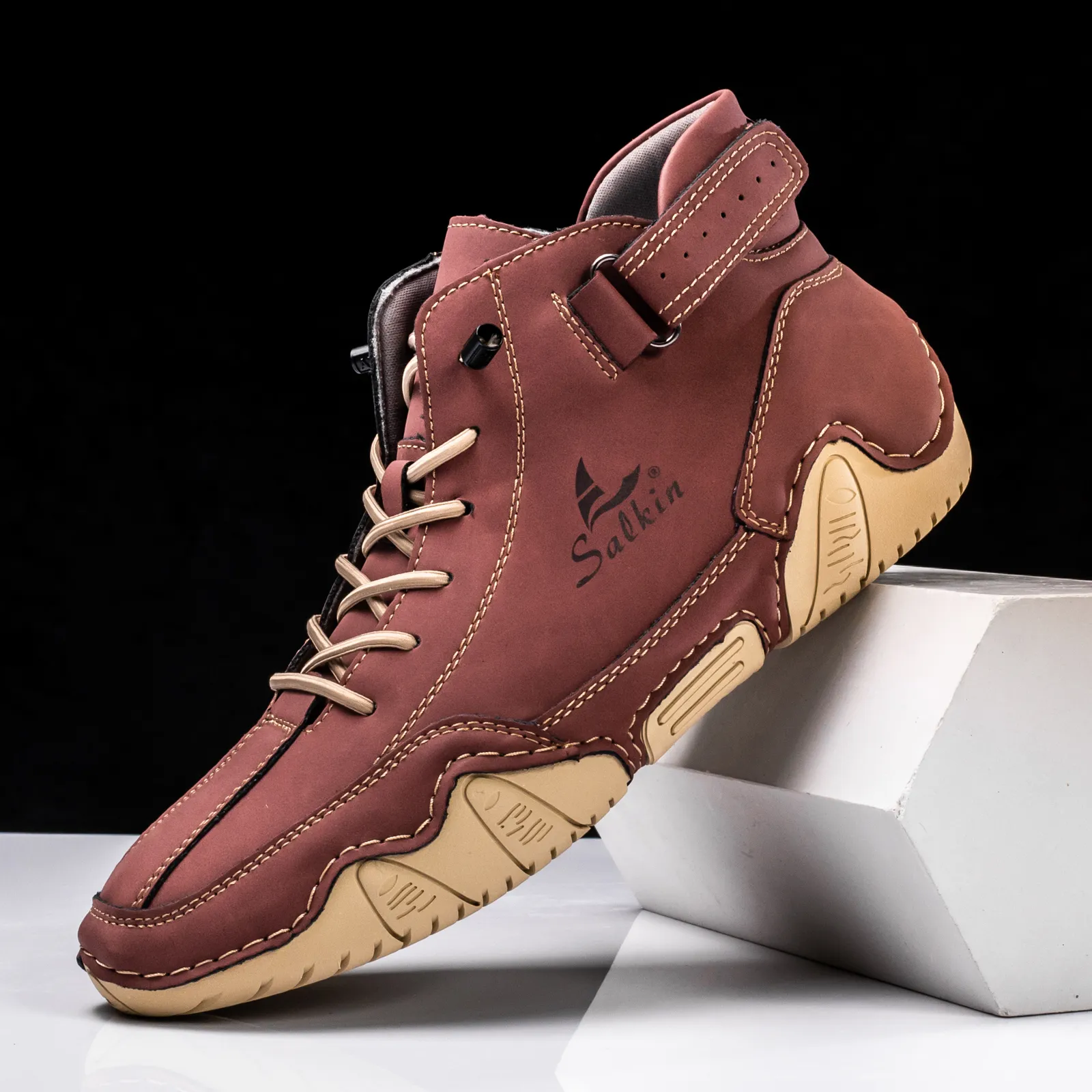 Nuovo 2024 Design fatto a mano Sneakers Uomo Outdoor Casual Pelle Uomo Scarpe Stivaletti Traspirante Vendita calda_voghion.com