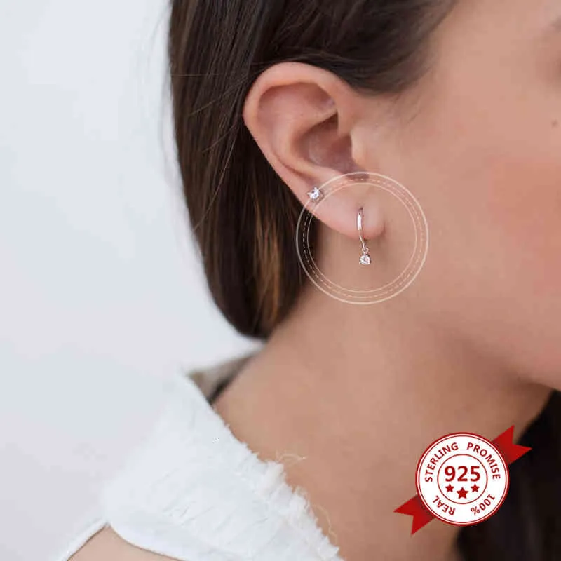 Sterling Sier Ear Buckle Dainty Minimalist Dangling Cz Hie Hoop Earrings Crescent For Women_voghion.com