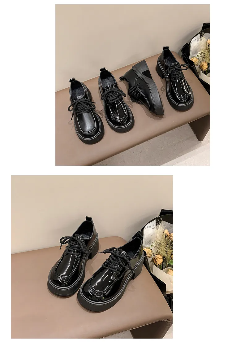 Spring 2024 New Black Platform Flats Women Loafers Slip On Boat Shoes Designer Casual Leather Oxfords_voghion.com