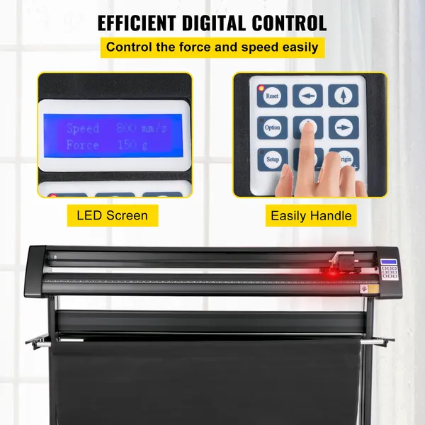 Vinyl Cutter, 1350mm Vinyl Plotter, LED Screen Plotter Cutter, Semi-Automatical Built-in Optical Eye, Compatible With_voghion.com