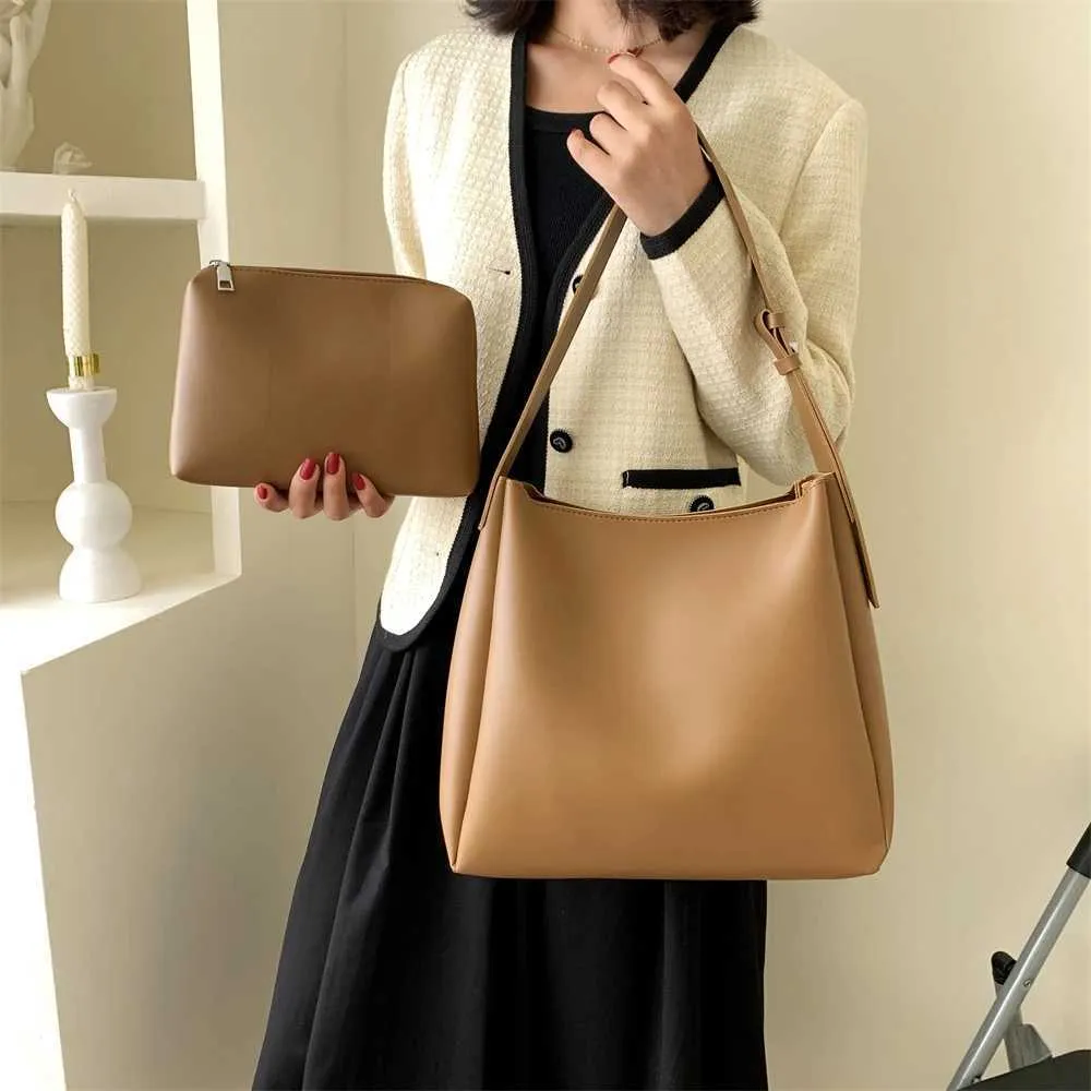 Women's Large Capacity Shoulder Bag And Handbag Set Pu Leather_voghion.com