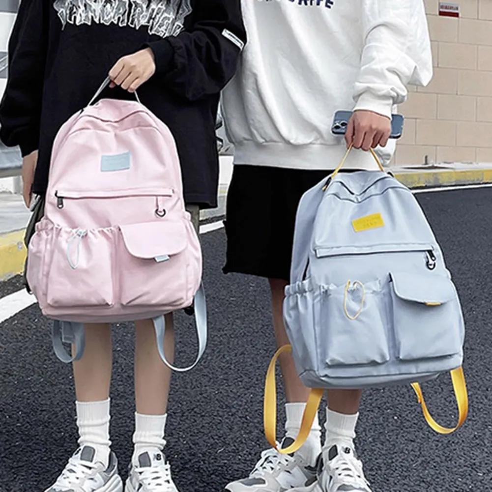 Zaino scolastico grande capacità, zaino da viaggio per studenti universitari, semplice zaino in nylon con tracolla, per ragazzi e ragazze, con cerniera._voghion.com