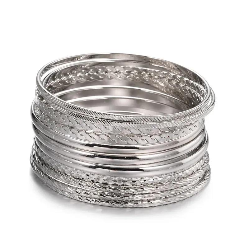 Bracciale 12 pezzi Punk Curb Cuban Chain Set per donne Miami Boho Spesso Oro Colore Charm Bracciali Braccialetti Gioielli di moda_voghion.com
