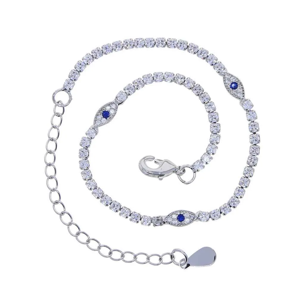Tobilleras con circonitas blancas y azules con pavé de ojo malvado, brillantes, de 2 mm, para mujer, estilo bohemio, para playa y verano._voghion.com
