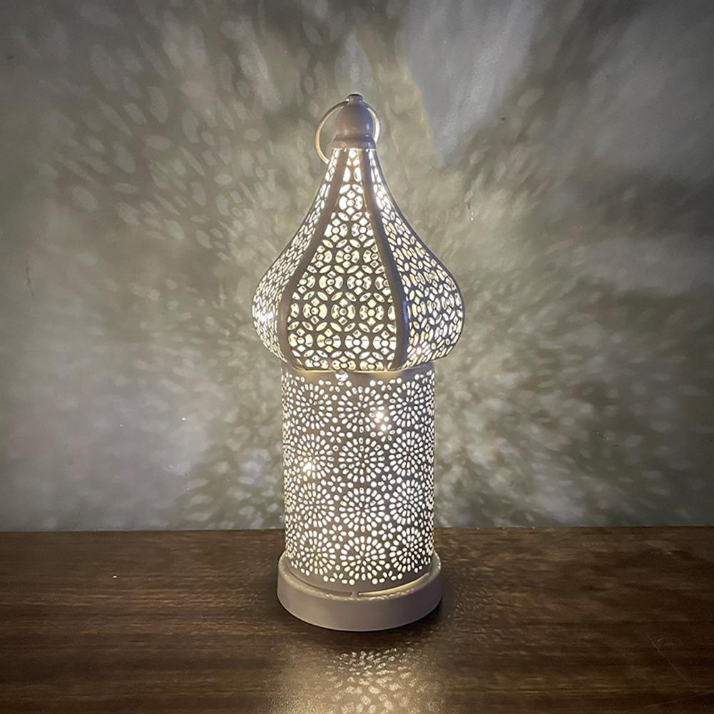 Neue marokkanische weiße hohle LED-Windlampe aus Schmiedeeisen, Laterne für Zuhause, Schlafzimmer, Wohnzimmer, Atmosphären, dekorative Lampe, Ornamente_voghion.com