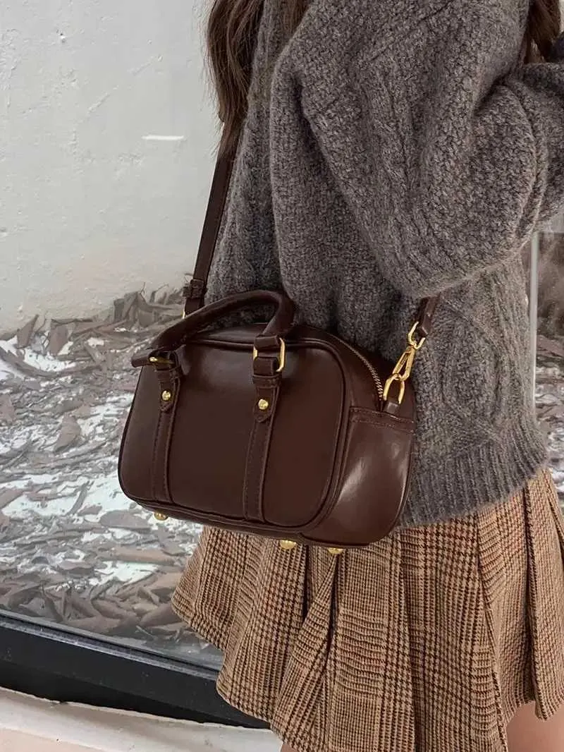 JIAERDI Vintage Brun Messenger-veske Kvinner Høst Vinter Skinn Uformelle Skuldervesker Kvinnelig Retro Hot Girl Y2k_voghion.com