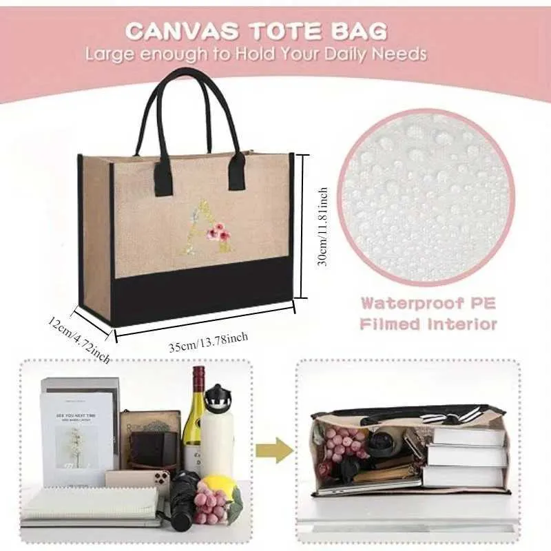Ensemble de sacs à main tendance en pur coton naturel et en nouvelle lettre, sac de courses portable étanche Ba241116_voghion.com