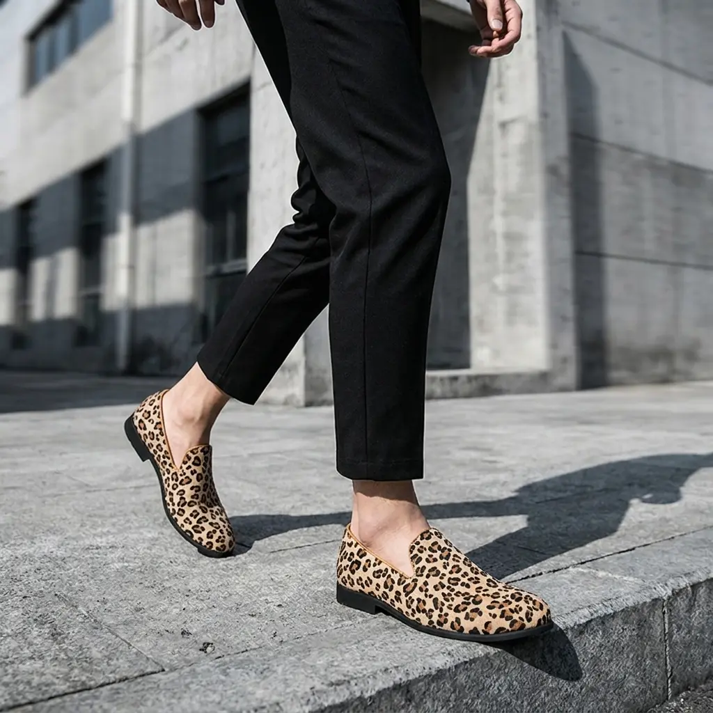 Herren Slipper Mit Leopardenmuster Rutschfeste Freizeitschuhe_voghion.com