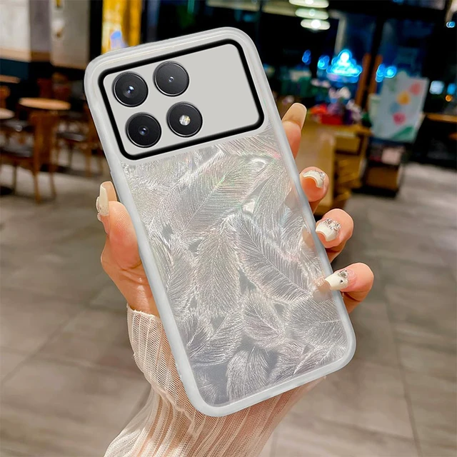 Poco F6 Pro için Tüy Desenli Telefon Kılıfı Tam Kamera Koruma Darbeye Dayanıklı Yumuşak Arka Kapak_voghion.com