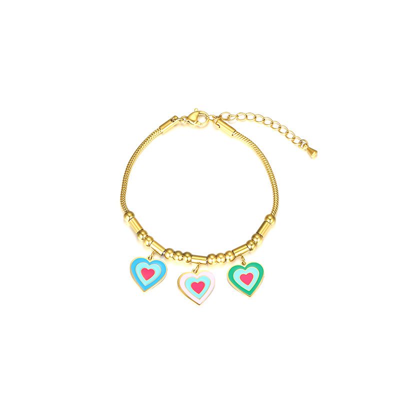 Bracciale personalizzato in acciaio inossidabile placcato oro con ciondolo a forma di quadrifoglio Dripping Love_voghion.com