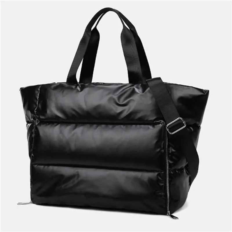 Borsa a tracolla invernale con capacità nuova per le donne Borse in nylon impermeabile Spazio Pad Cotone Piuma Piumino Grande Tote Donna_voghion.com