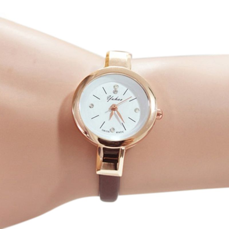 Yamaler - Orologio da polso analogico al quarzo con cinturino sottile e sottile in ecopelle con strass da donna_voghion.com