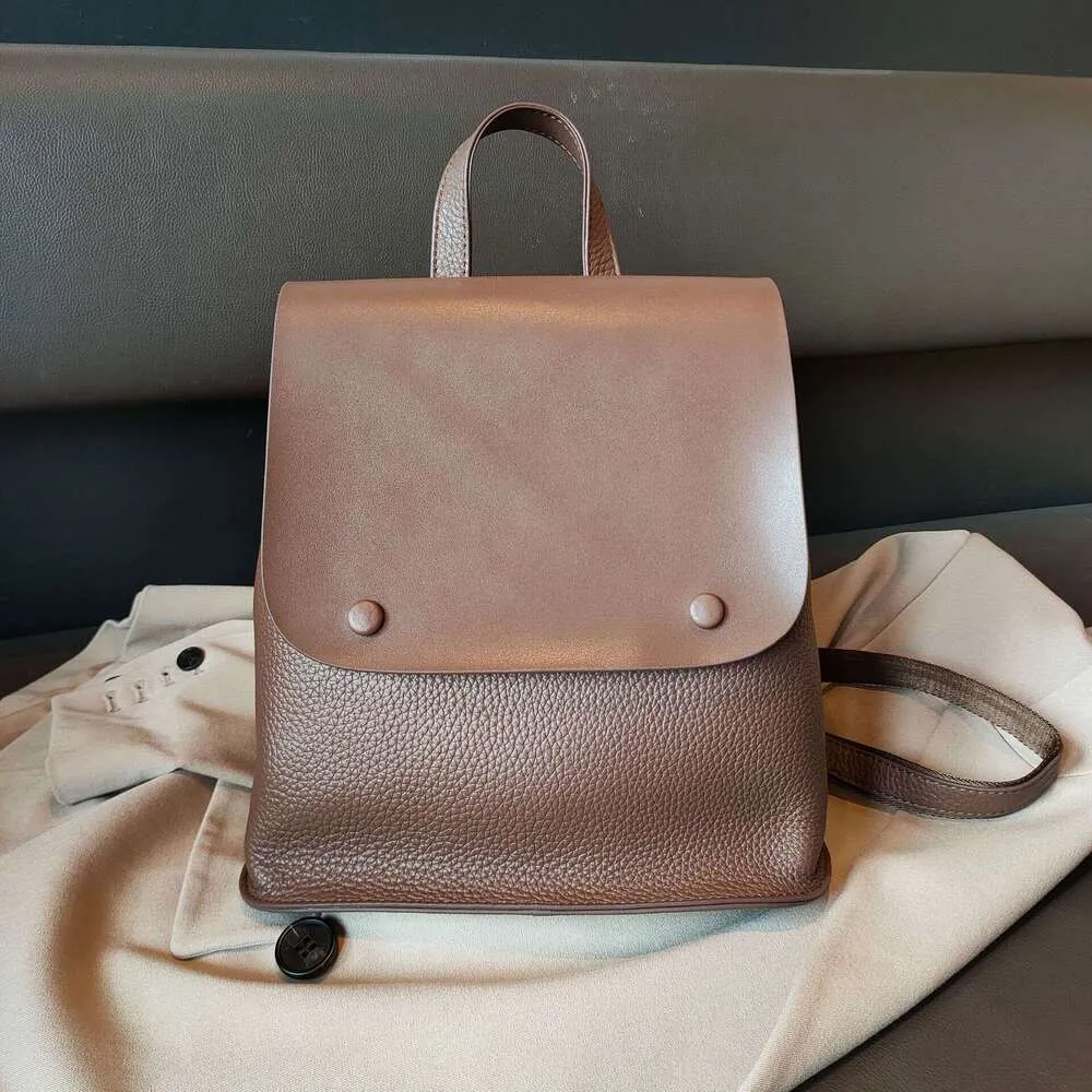 Sac à dos en cuir de vache pour femme, sac à bandoulière de style coréen avec bouton de couleur, sac de loisirs pour collège de haute qualité_voghion.com
