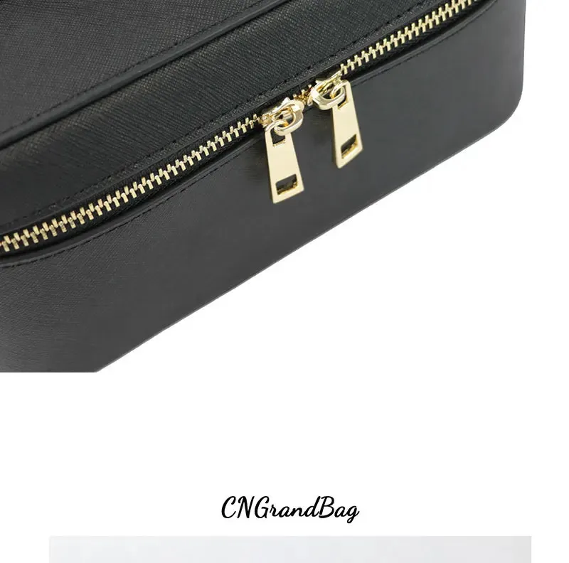 Ladies Saffiano Split Leather Travel Toiletry Case Portable Hanging Makeup Organizer Box Dopp Kit Cosmetic Bag For Women_voghion.com