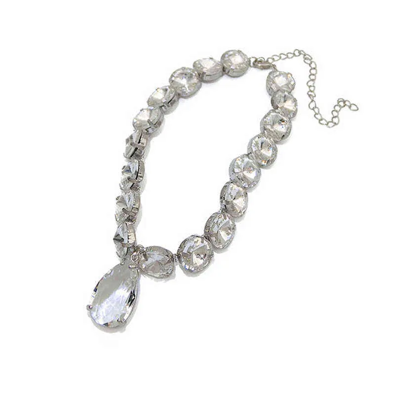 Peri'sbox Collier ras du cou vintage en forme de larme pour femme, collier en strass, grand collier pour bijoux de mariage, L220812_voghion.com