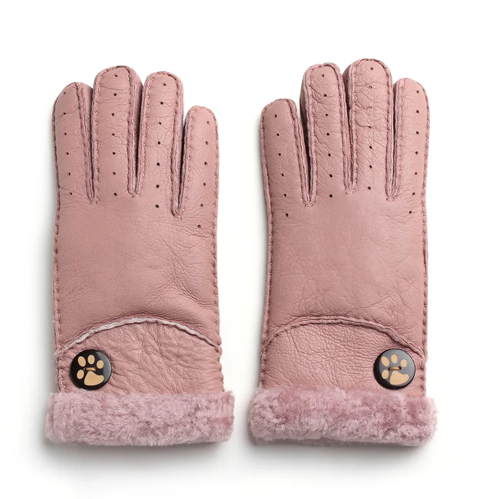 Moda-1 par de luvas femininas quentes de inverno com um dedo espesso, respiráveis, de pele de carneiro, costuradas à mão, 6 cores_voghion.com