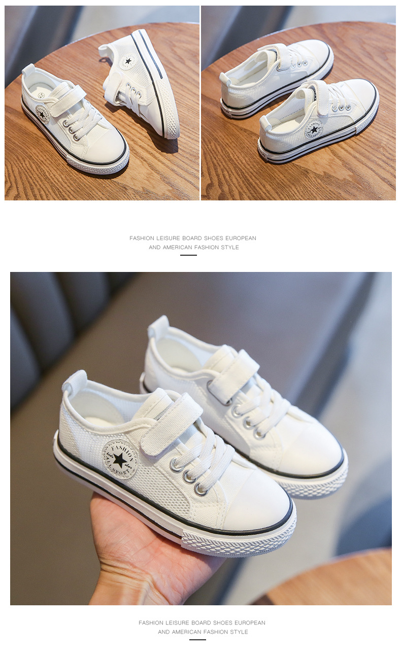 Sandali estivi per bambini 2024 e bambine, traspiranti, in tela cava, a rete, con suola morbida, scarpe bianche_voghion.com