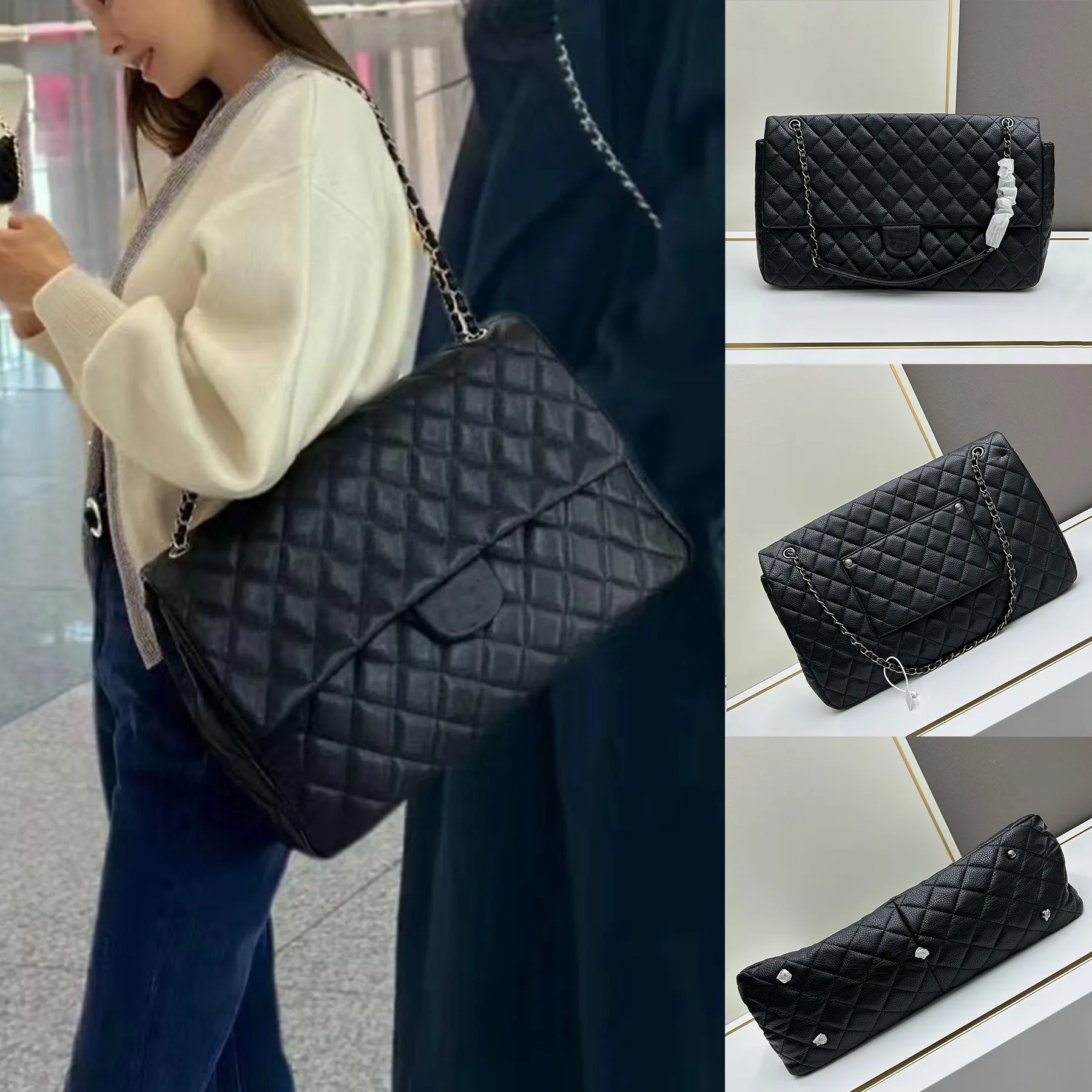 Damen Stepptasche Mit Überschlag Und Silberner Kette_voghion.com