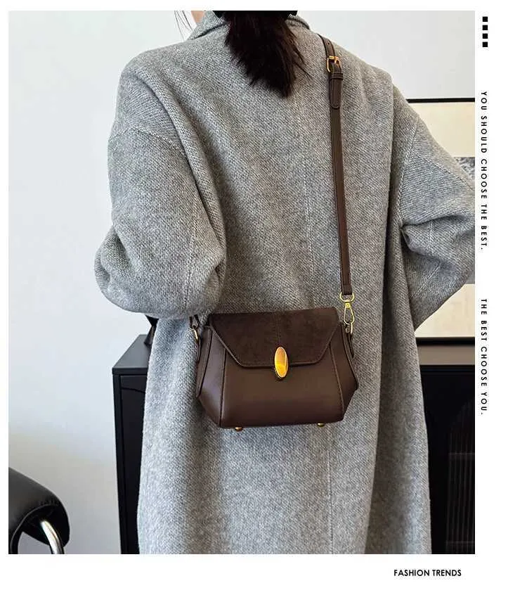 Strukturierte Pu Umhängetasche Patch Wildleder Klappe Eimer Taschen Weibliche Vielseitige Retro Messenger Pack Dame Große Kapazität_voghion.com