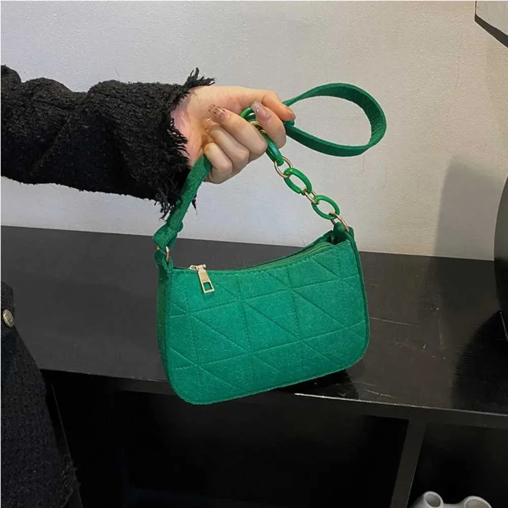 Modieuze dames schoudertas retro vilt onderarmtas stijlvolle tas_voghion.com