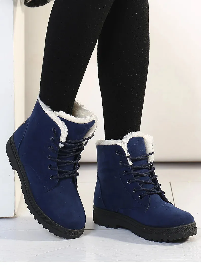Botas de nieve con pelo mujer estilo coreano botines invierno_voghion.com