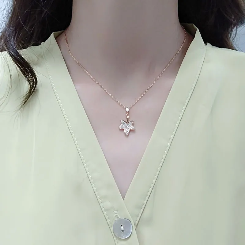 Sieraden Ketting Vrouwelijk Sterling Sier Esdoornblad Sleutelbeen Ketting Licht Niche Ontwerp Sense Ins Tide Online Beroemdheid_voghion.com