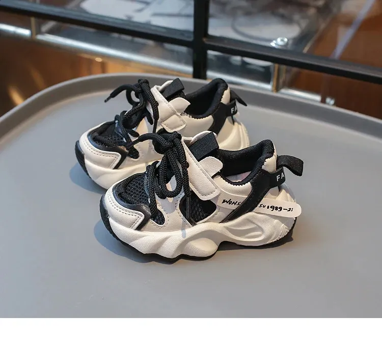 Childrens mesh breathable short chubby TPR running for boys and girls childrens casual sports shoes white tennis 3 4 5 6_voghion.com