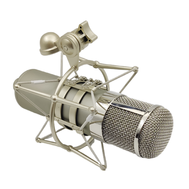 Custodia per microfono da studio fai da te U47, colore argento, cestello cromato con supporto per microfono con supporto antiurto in metallo_voghion.com