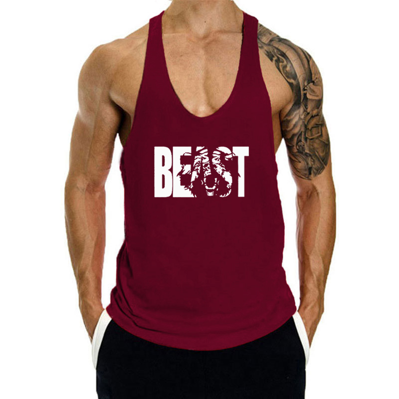 Muscle Doctor Brothers Sommer-Tanktop für Herren, lockere Sportbekleidung, reine Baumwolle, für Lauftraining, Straddle-Racerback_voghion.com