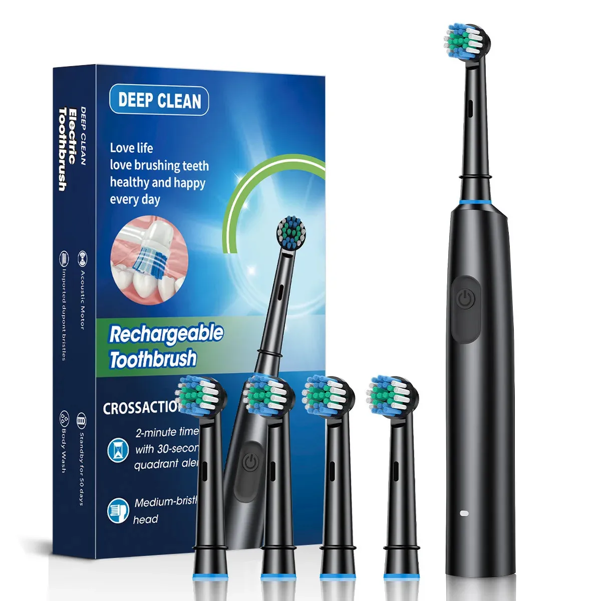 Electric Rotary Cleaning Teeth Waterproof Electronic Tooth Brush With Timer Rechargeable Toothbrush With 8 Head 250102_voghion.com