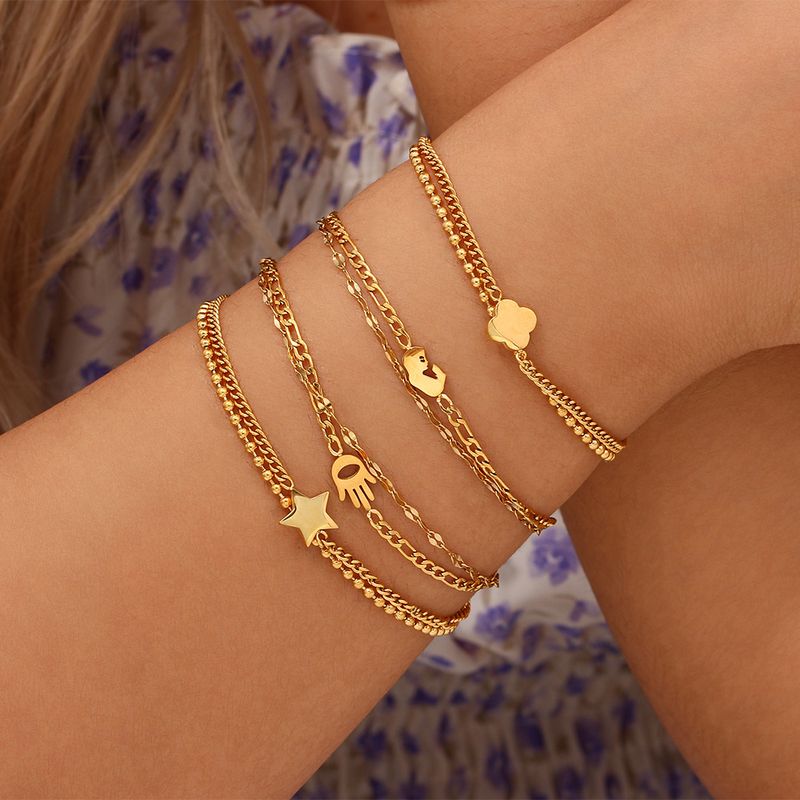 Simple Style Geometric Layered Stainless Steel Bracelets_voghion.com