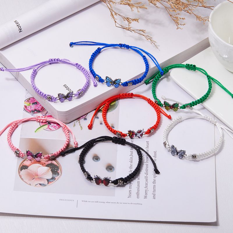 Antieke handgeweven vlinderarmband voor dames in retrostijl, eenvoudig en veelzijdig, verstelbare handgeknoopte sieraden_voghion.com