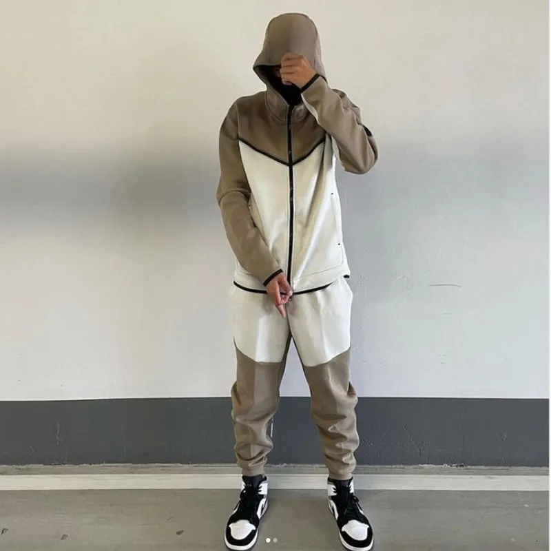 Tracuits Anzug Hoodie Mode Casual Sport Reißverschluss Jacke Hose Anzughose Männer Neu in Herren-Sets 230922_voghion.com