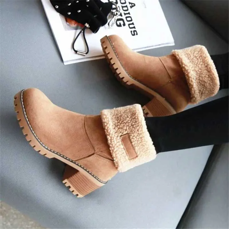 Womens Fur Snow 2023 Winter New Warm Wool Booties Ankle Boot Platform Shoes Turned-over Edge Casual Women Mid Boots_voghion.com